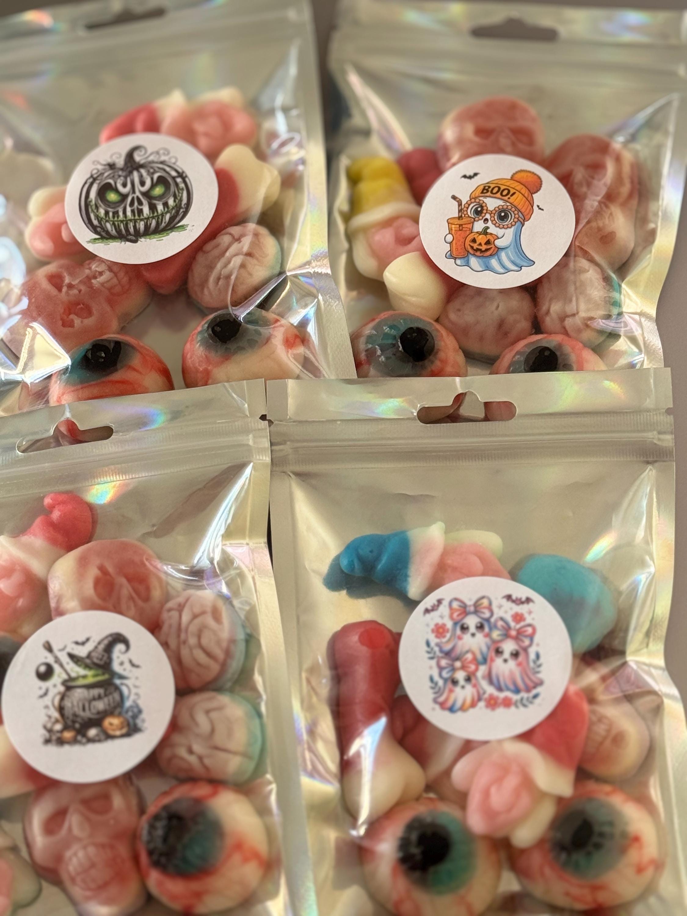 Sweets Personlised Treat  Sweet Pouch, School, Treats, Celebrations , Halloween,  Gift, Party Bags Filler, Present Personlised Message.