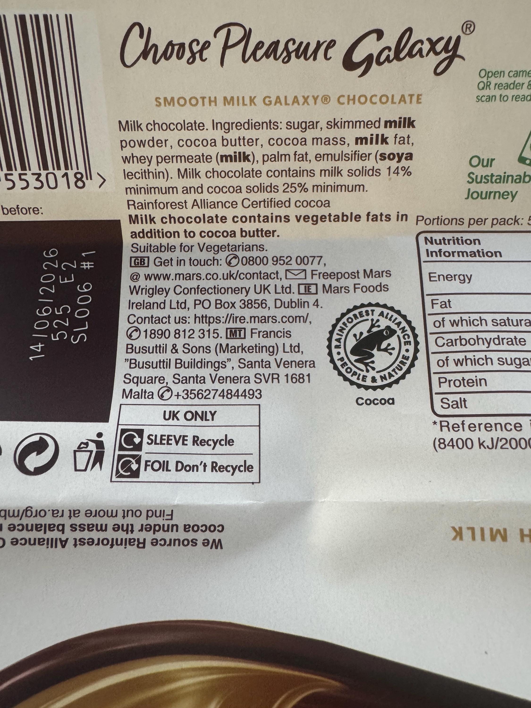 Chocolate Bar - Galaxy   Treat Treats, Celebrations , Gift, Birthday, Present Personlised Message. Christmas. Polar Express