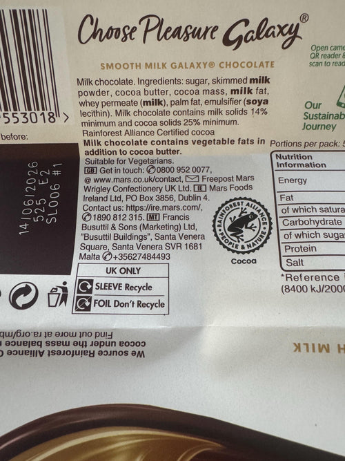 Chocolate Bar - Galaxy   Treat Treats, Celebrations , Gift, Birthday, Present Personlised Message. Christmas. Grinch