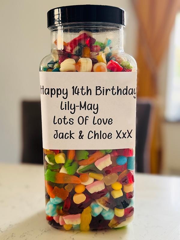 Sweets. 3kg Of Personalised Yummy Sweets Birthday. Christmas. Gift. Present. Sweets. Treat. Yummy. Share. Jar. Just Because.