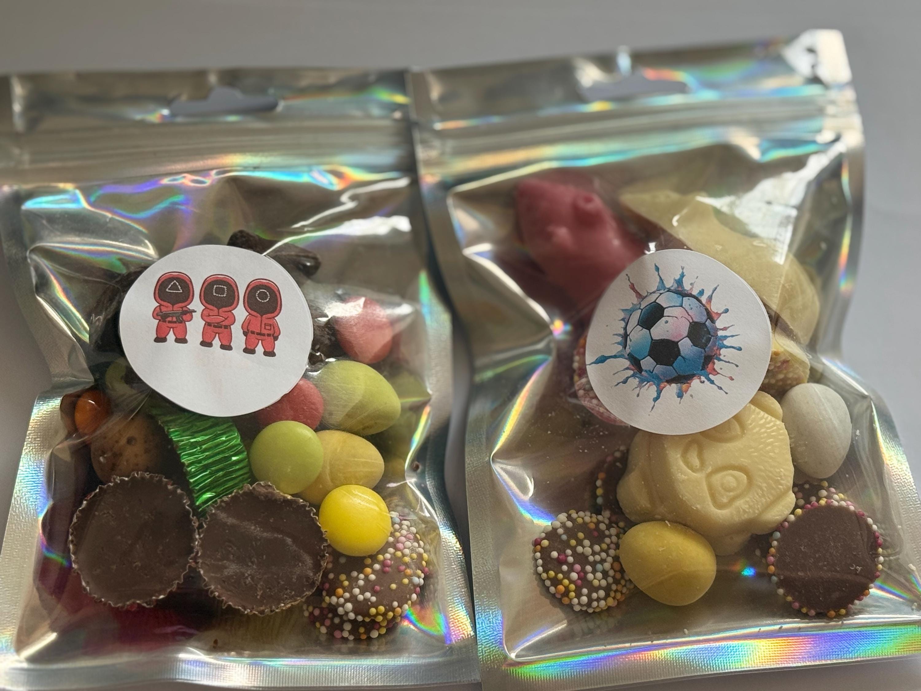 Chocolate Personlised Treat  Chocolate Pouch, School, Treats, Celebrations , Gift, Party Bags Filler, Present Personlised Message.