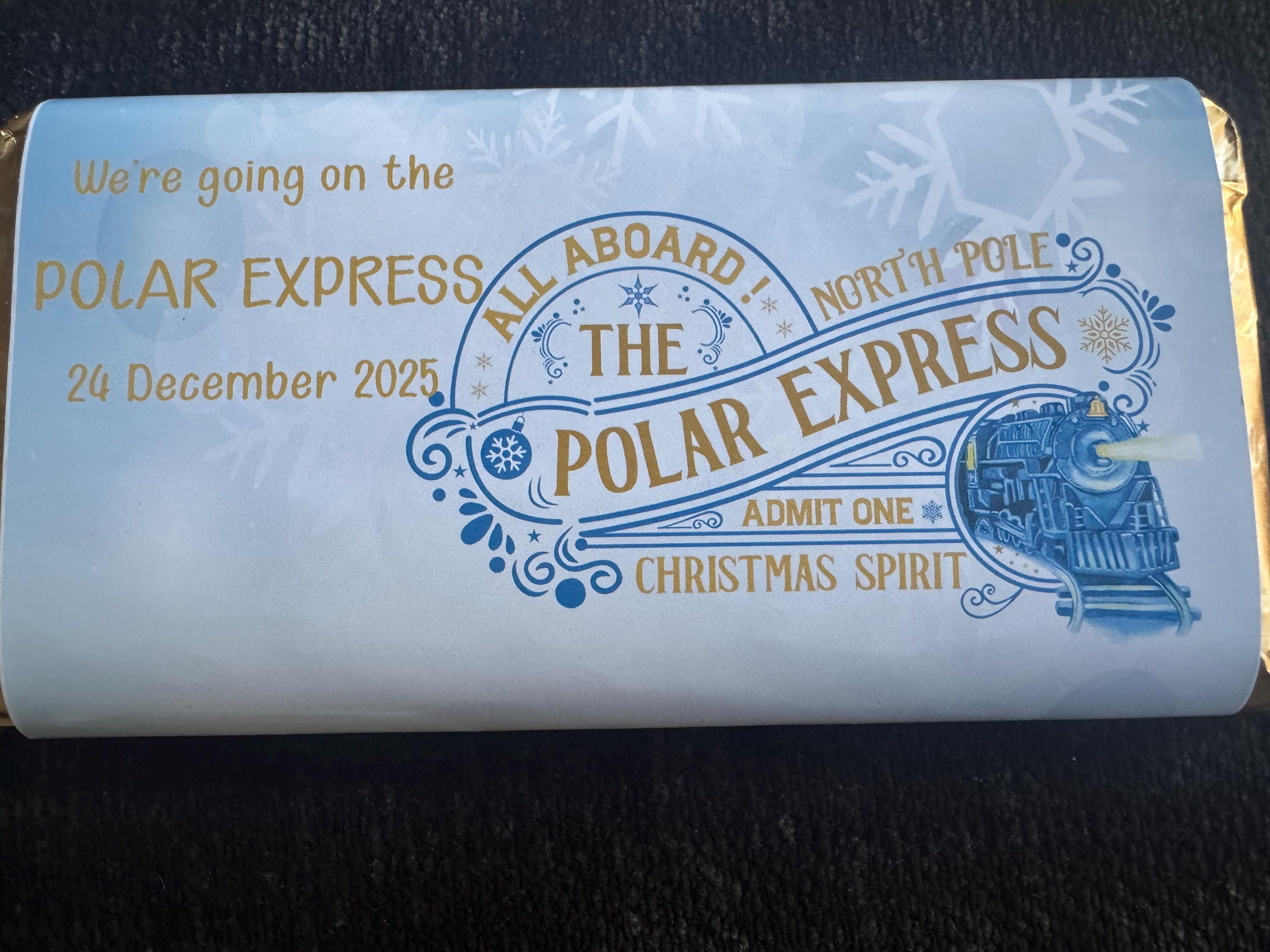 Chocolate Bar - Galaxy   Treat Treats, Celebrations , Gift, Birthday, Present Personlised Message. Christmas. Polar Express